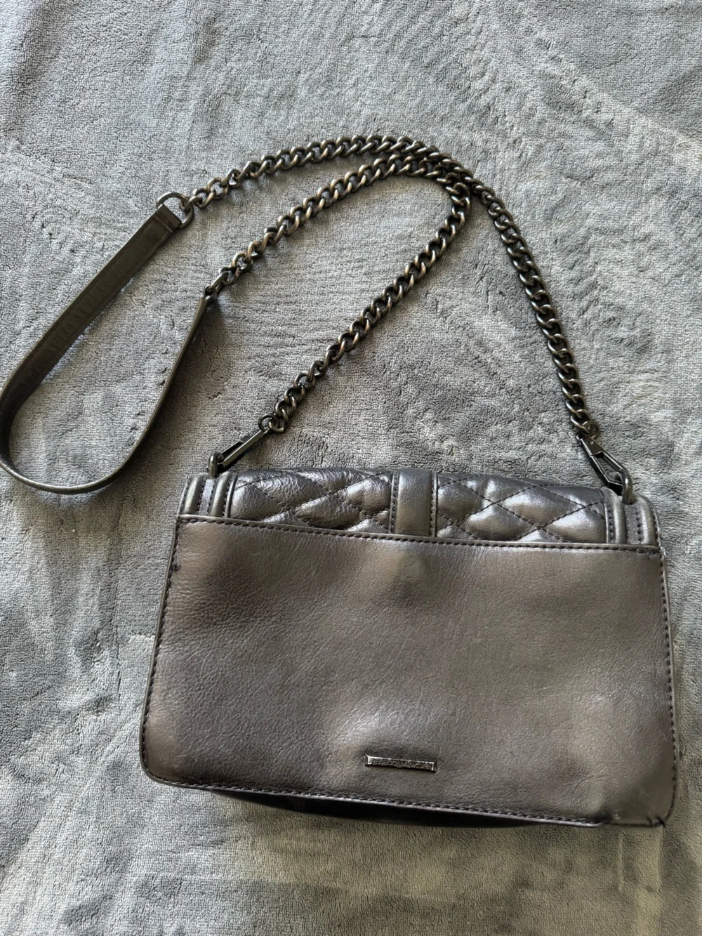Rebecca Minkoff Love Crossbody Black Quilted Leather Bag Gunmetal Chain